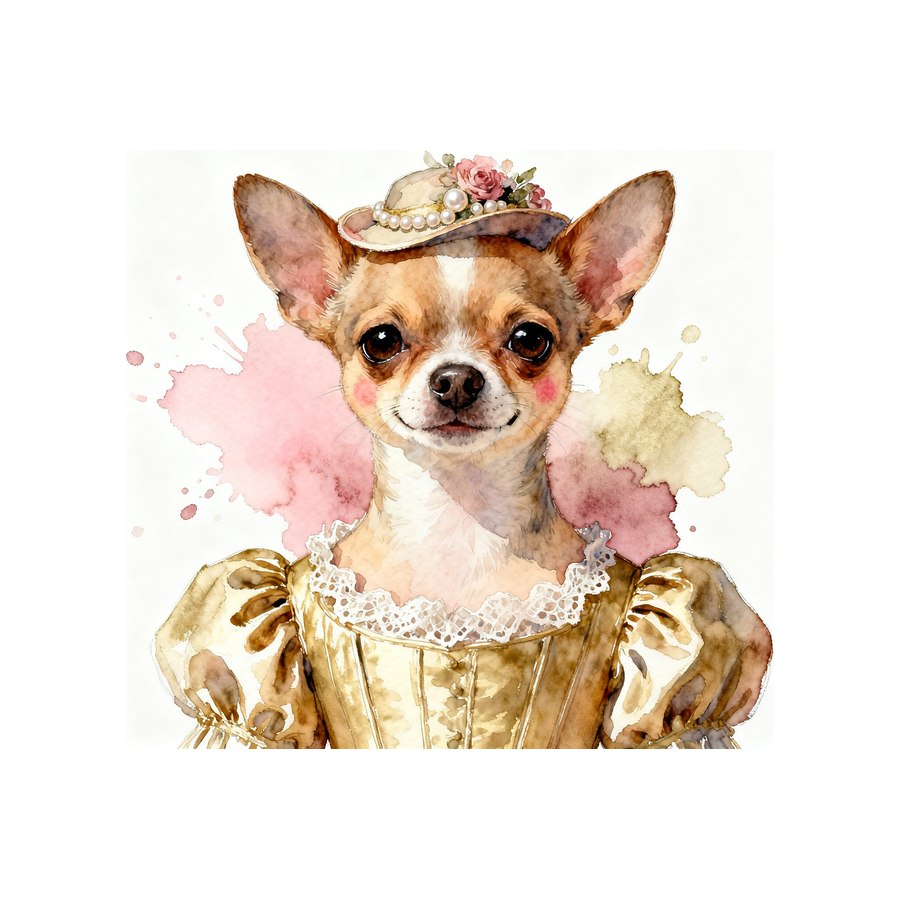 Watercolour Chihuahua in regency style