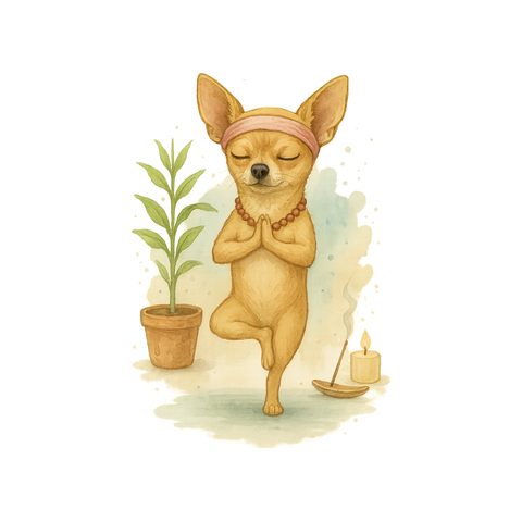 Watercolour Chihuahua in yoga style