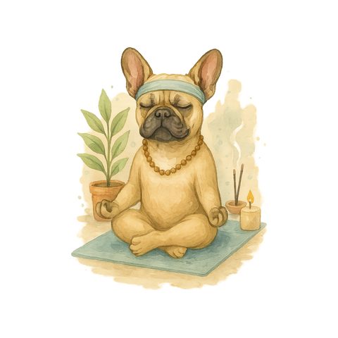 Watercolour French Bulldog in yoga style