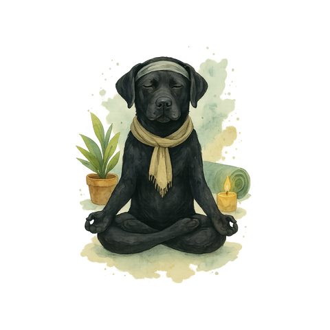 Watercolour Labrador Retriever in yoga style