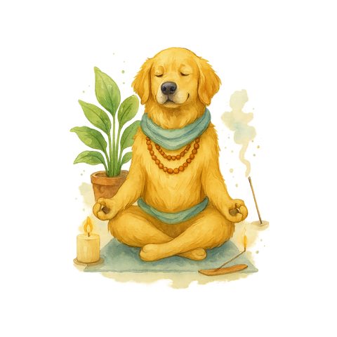 Watercolour Golden Retriever in yoga style