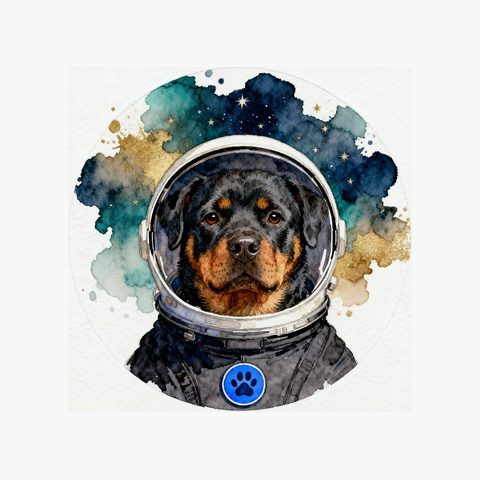 Watercolour Rottweiler in astronaut style