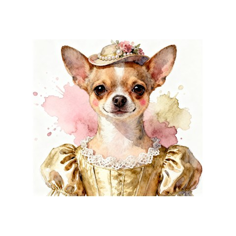 Watercolour Chihuahua in regency style