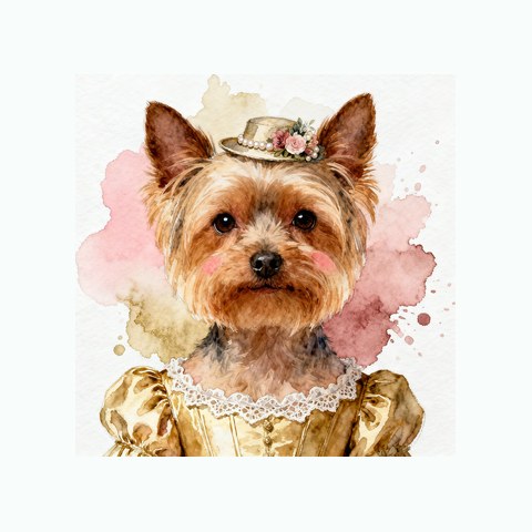 Watercolour Yorkshire Terrier in regency style