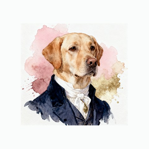 Watercolour Labrador Retriever in regency style
